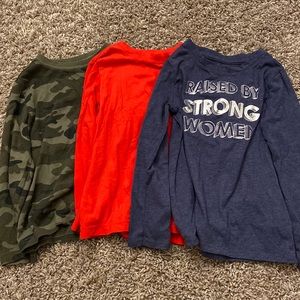Camo, red and blue boys long sleeve tshirts